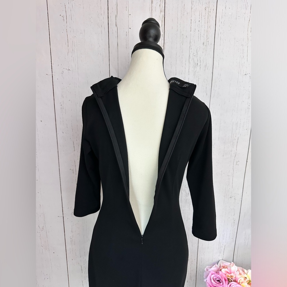 Homeyee Women’s Vintage Bowknot 3/4 Sleeves Black Party Dress Size S / 4 - Picture 5 of 9